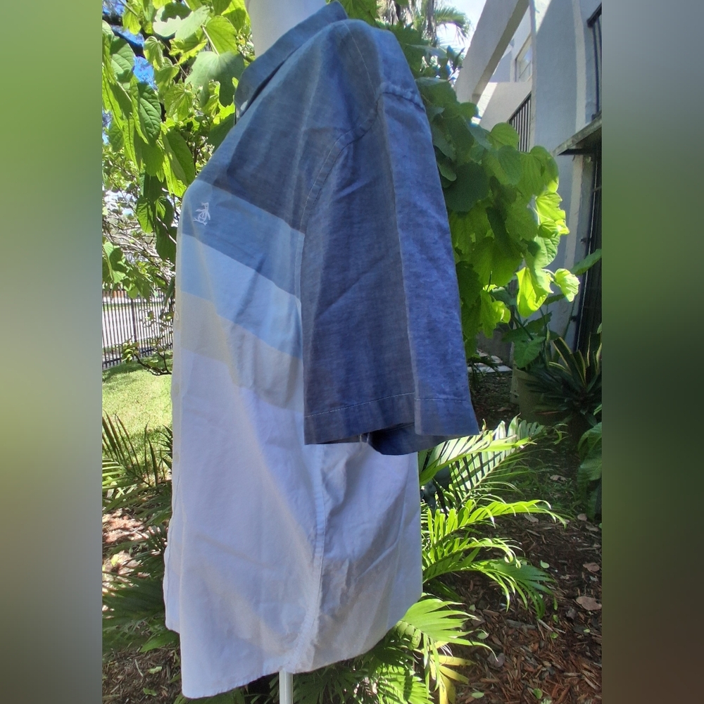 🔥Original Penguin Blue White Casual Button Down Shirt Size XL EUC - Picture 6 of 9